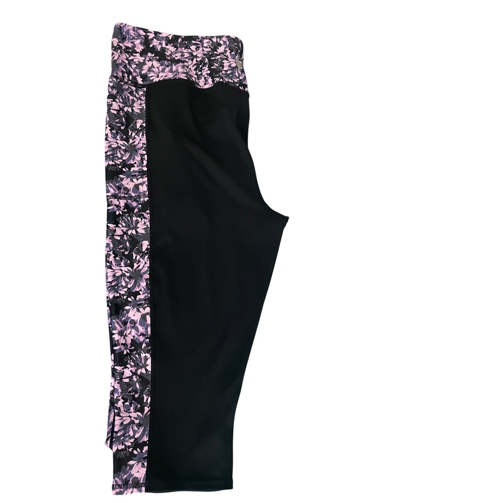 Skechers Go Walk XXL Black Purple Floral Side Pocket Capri Walking Pants 1957192